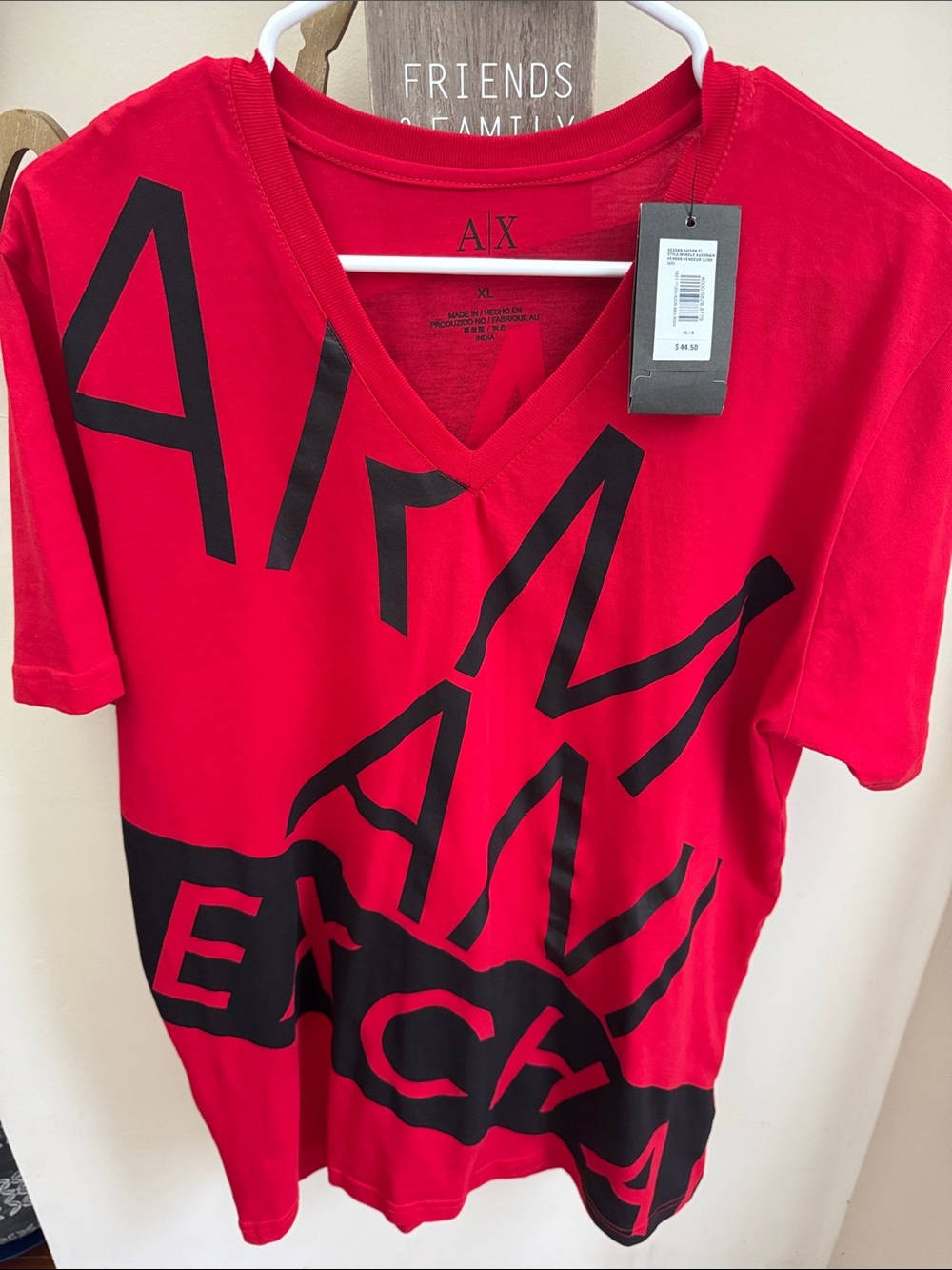 Armani Exchange Red Short-Sleeve V-Neck Graphic Tee - Picture 3 of 8